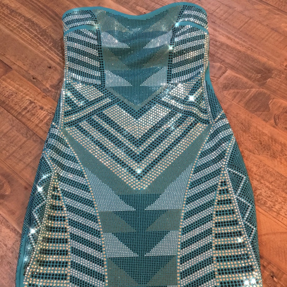 Studded Geometric Body Con Dress